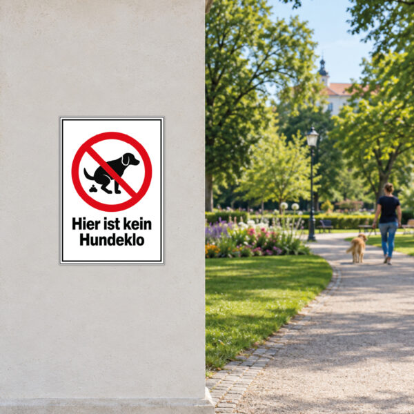 Hier ist kein Hundeklo Schild mit Text – Hochformat – Bild 2