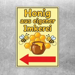 Honig aus eigener Imkerei Aufkleber Pfeil links – Hochformat