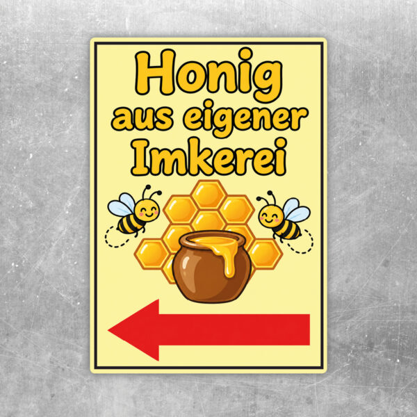 Honig aus eigener Imkerei Aufkleber Pfeil links – Hochformat