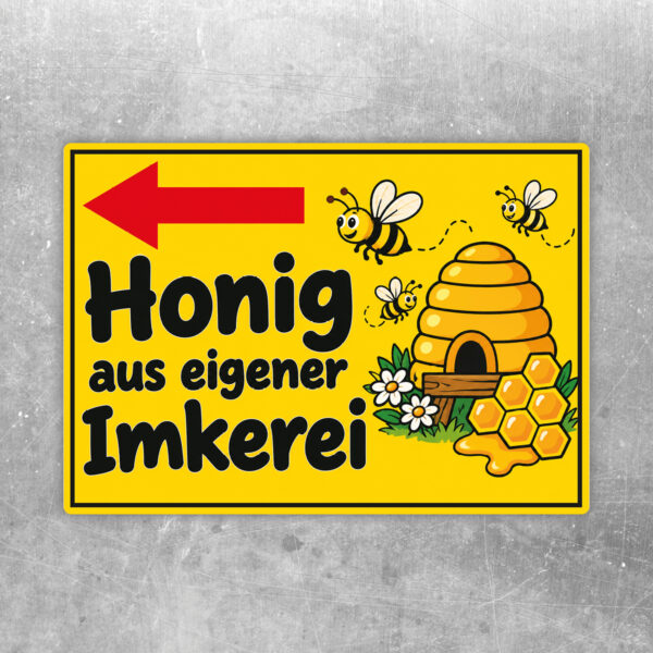 Honig aus eigener Imkerei Aufkleber Pfeil links – Querformat