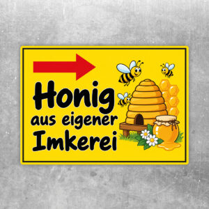 Honig aus eigener Imkerei Aufkleber Pfeil rechts - Querformat