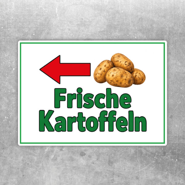 Frische Kartoffeln Aufkleber mit Pfeil links - Querformat