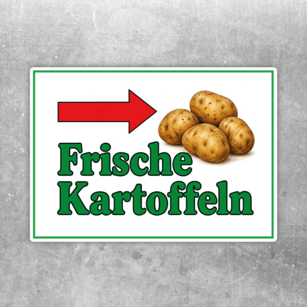 Frische Kartoffeln Aufkleber mit Pfeil rechts - Querformat