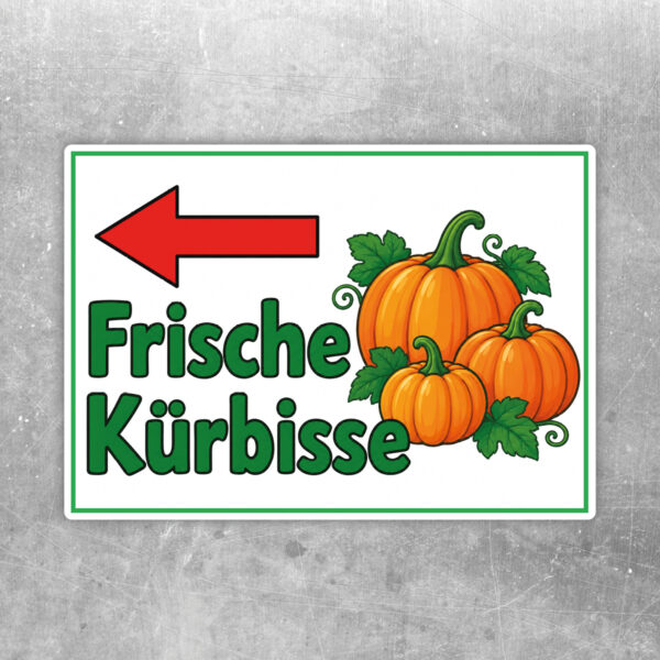 Frische Kürbisse Aufkleber mit Pfeil links - Querformat