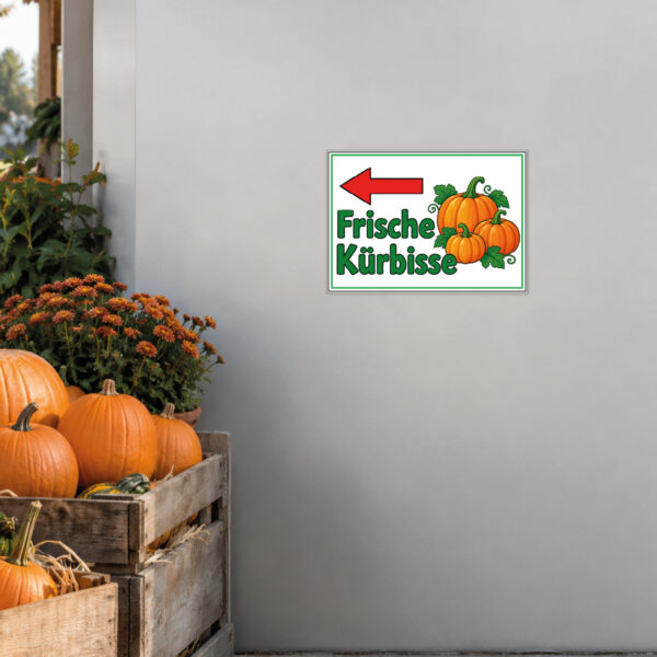 Frische Kürbisse Schild mit Pfeil links - Querformat – Bild 2