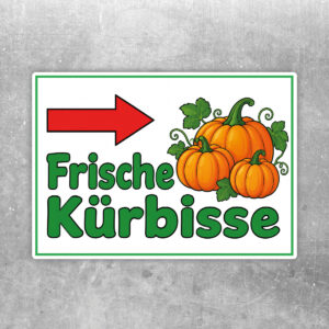 Frische Kürbisse Aufkleber mit Pfeil rechts - Querformat
