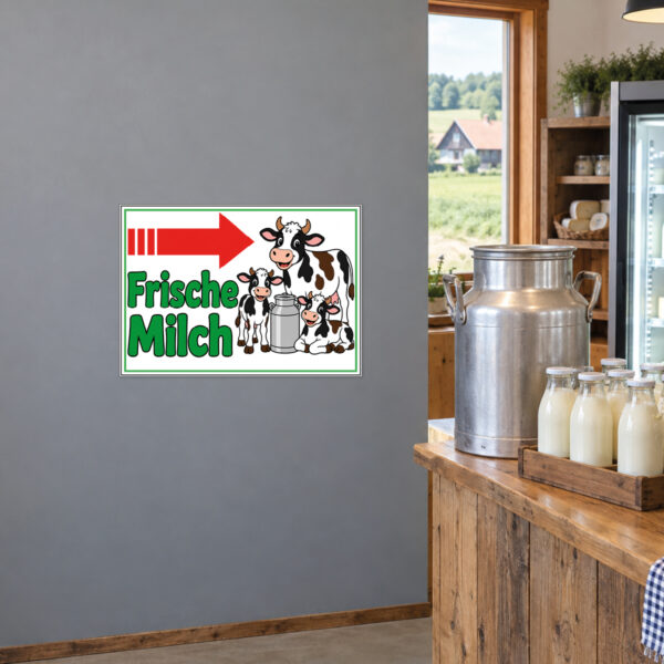 Frische Milch rechts Schild mit Kühen - Querformat – Bild 2