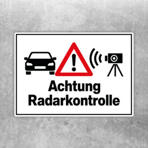 Achtung Radarkontrolle mit Auto und Kamera Aufkleber - Querformat