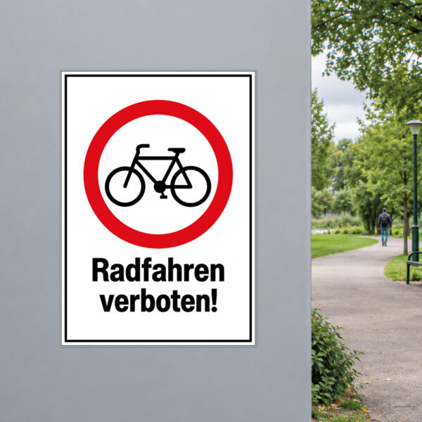 Radfahren verboten Schild - Hochformat – Bild 2
