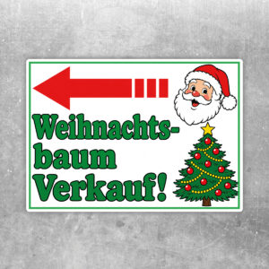 Weihnachtsbaum Verkauf Aufkleber Pfeil links - Querformat