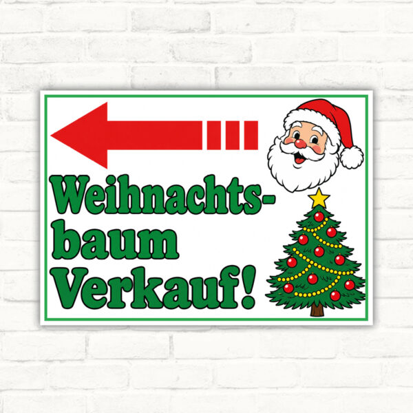 Weihnachtsbaum Verkauf Schild Pfeil links - Querformat