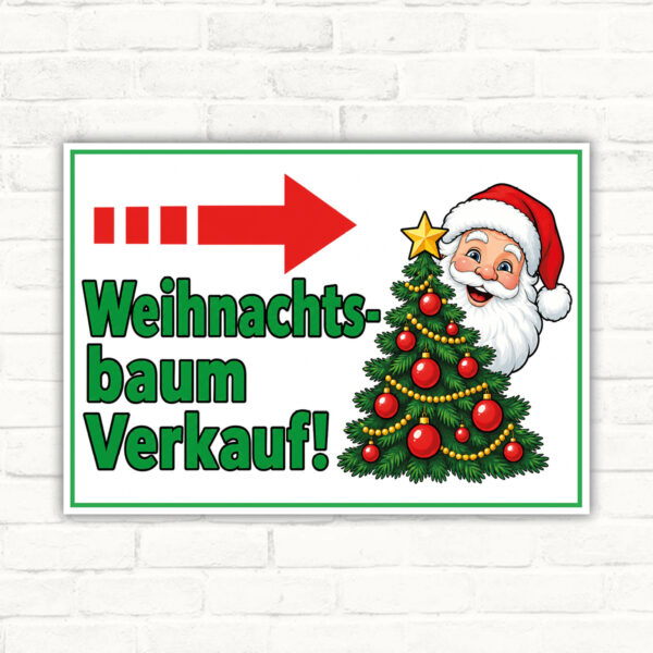 Weihnachtsbaum Verkauf Schild Pfeil rechts - Querformat