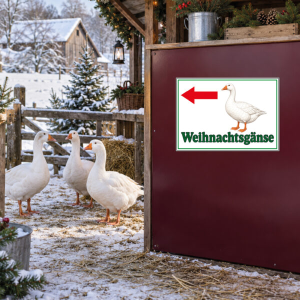 Weihnachtsgänse Schild Pfeil links - Querformat – Bild 2