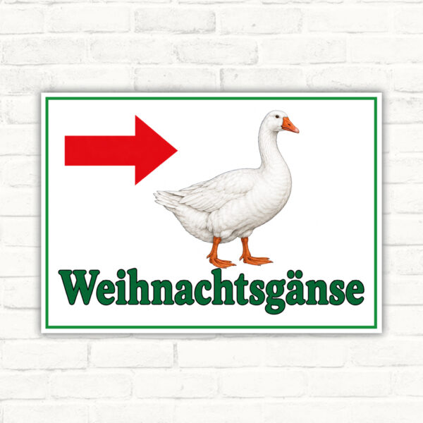 Weihnachtsgänse Schild Pfeil rechts - Querformat