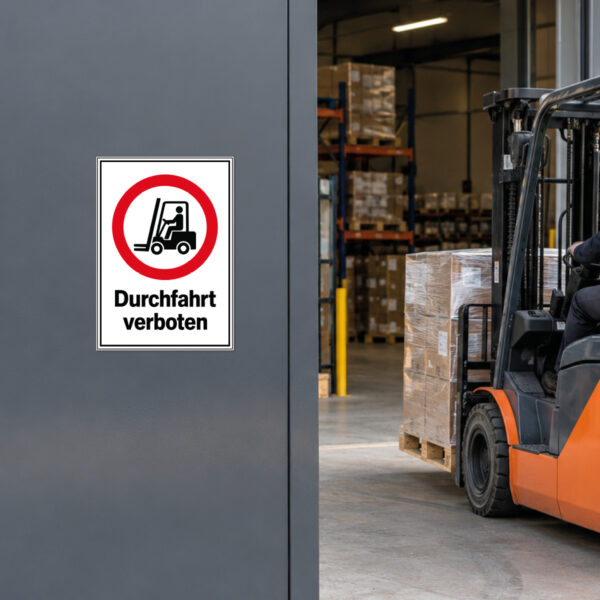 Gabelstapler Durchfahrt verboten Schild - Hochformat – Bild 2