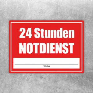 24 Stunden Notdienst Aufkleber - Querformat