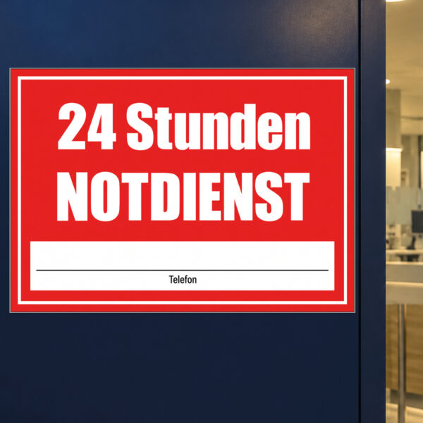 24 Stunden Notdienst Schild - Querformat – Bild 2