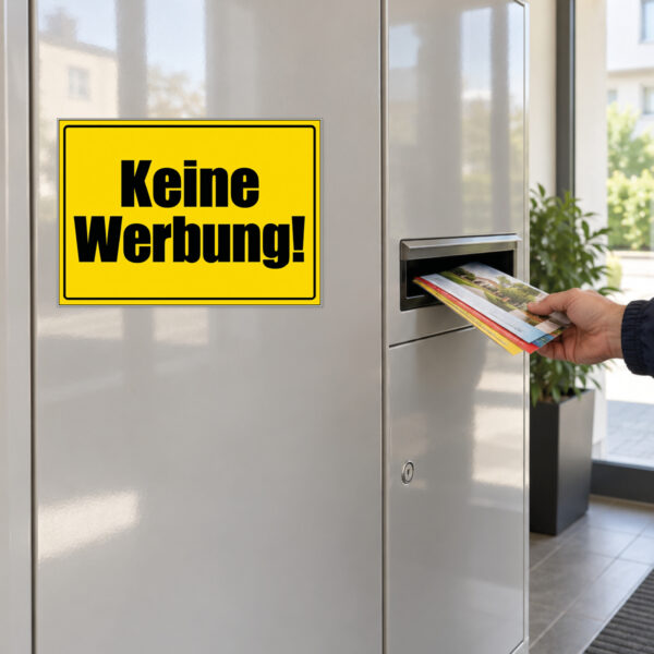 Keine Werbung gelb Schild - Querformat – Bild 2