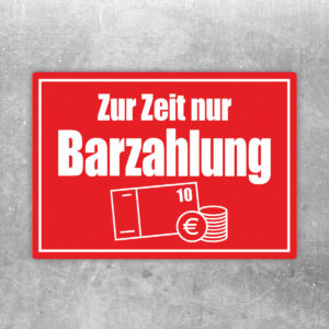 Zur Zeit nur Barzahlung rot Aufkleber - Querformat