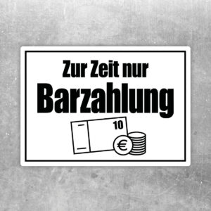 Zur Zeit nur Barzahlung weiß Aufkleber - Querformat