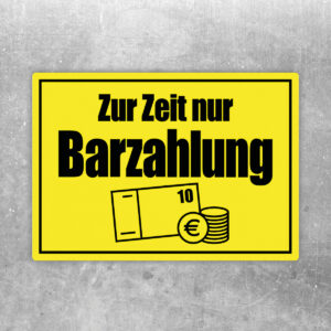 Zur Zeit nur Barzahlung gelb Aufkleber - Querformat