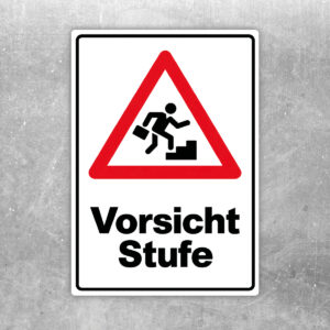 Vorsicht Stufe Aufkleber - Hochformat