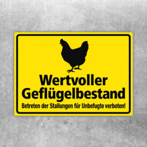 Wertvoller Geflügelbestand – Huhn als Aufkleber im Querformat – Originalmotiv auf neutralem Hintergrund