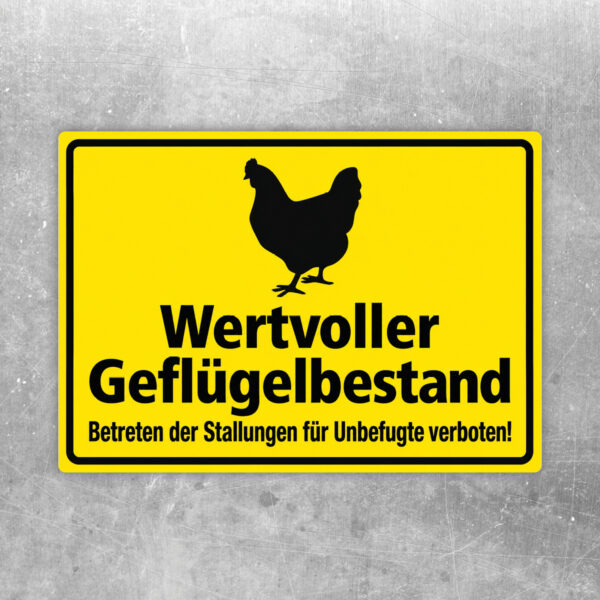 Wertvoller Geflügelbestand – Huhn als Aufkleber im Querformat – Originalmotiv auf neutralem Hintergrund