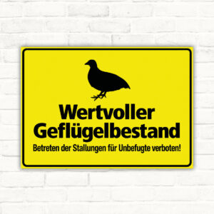 Wertvoller Geflügelbestand – Vogelmotiv als Schild im Querformat – Originalmotiv auf neutralem Hintergrund