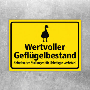 Wertvoller Geflügelbestand – Gans als Aufkleber im Querformat – Originalmotiv auf neutralem Hintergrund