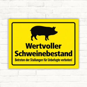 Wertvoller Schweinebestand als Schild im Querformat – Originalmotiv auf neutralem Hintergrund