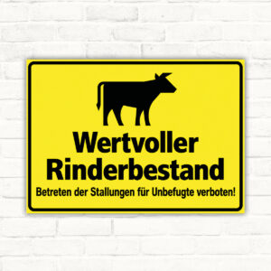Wertvoller Rinderbestand als Schild im Querformat – Originalmotiv auf neutralem Hintergrund