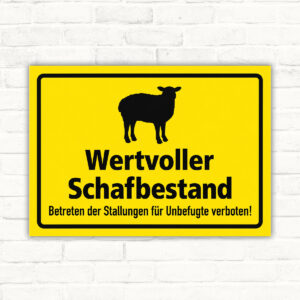 Wertvoller Schafbestand als Schild im Querformat – Originalmotiv auf neutralem Hintergrund