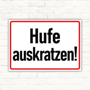 Hufe auskratzen als Schild im Querformat – Originalmotiv auf neutralem Hintergrund