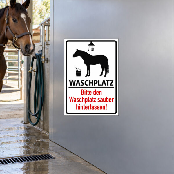 Waschplatz sauber hinterlassen – Aufkleber im Hochformat – Bild 2