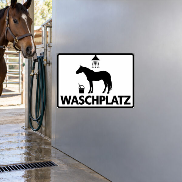 Waschplatz sauber hinterlassen – Aufkleber im Querformat – Bild 2