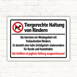 Tiergerechte Haltung von Rindern – Schild