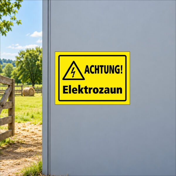 Achtung Elektrozaun – Aufkleber – Bild 2
