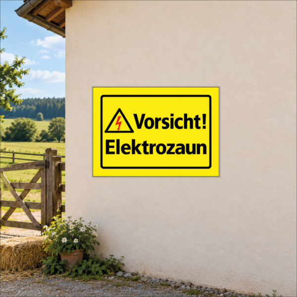 Vorsicht Elektrozaun – Warnschild – Bild 2