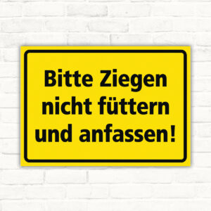 Ziegen nicht füttern und anfassen – Schild