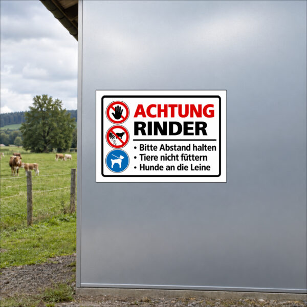 Achtung Rinder – Abstand halten und Hunde anleinen – Aufkleber – Bild 2