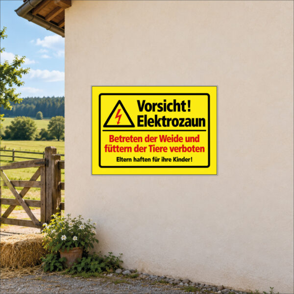 Vorsicht Elektrozaun – Weide nicht betreten – Warnschild – Bild 2