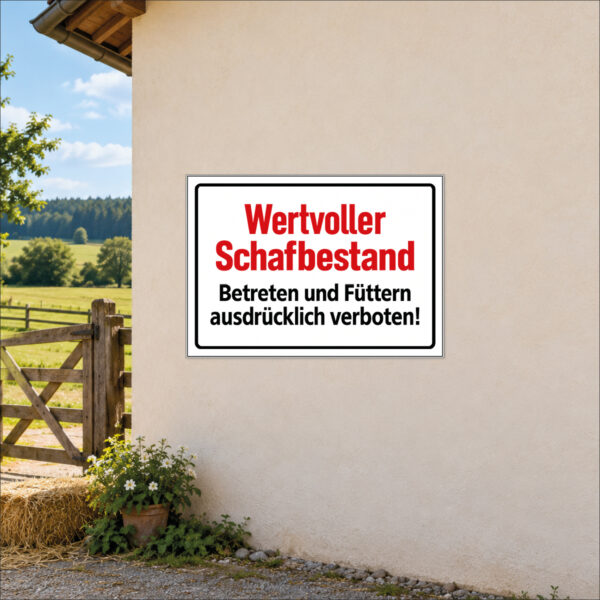 Wertvoller Schafbestand – Betreten und Füttern verboten – Schild – Bild 2