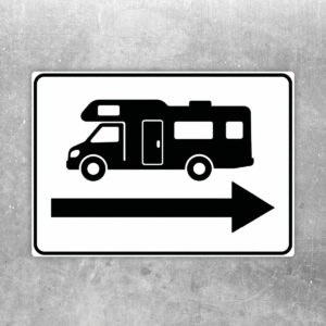 Wohnmobil-Aufkleber mit schwarzem Pfeil nach rechts – Produktansicht