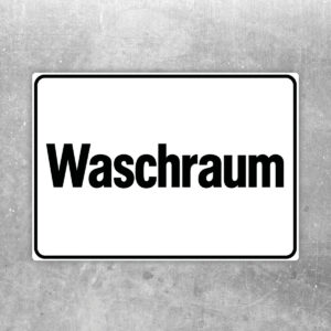 Waschraum Aufkleber mit schwarzer Schrift – Originalmotiv