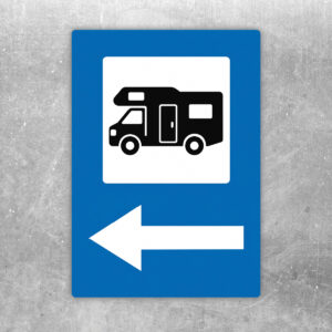 Originalmotiv: Wohnmobil-Symbol und Pfeil nach links ohne P als Aufkleber