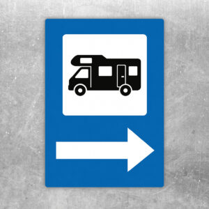 Originalmotiv: Wohnmobil-Symbol und Pfeil nach rechts ohne P als Aufkleber