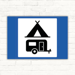 Originalmotiv: Zelt über Wohnwagen ohne P, Text oder Richtungspfeil als Schild
