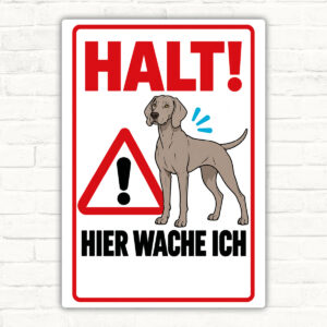 Weimaraner Aufkleber Halt! Hier wache ich - Produktansicht